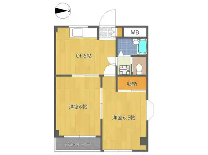 ポインセチア吉岡(2DK/3階)の間取り写真