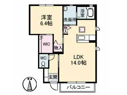 パルク・ギオーネ壱番館(1LDK/1階)の間取り写真