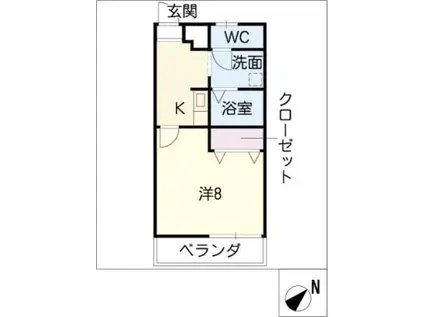 ラックス富田(1K/2階)の間取り写真