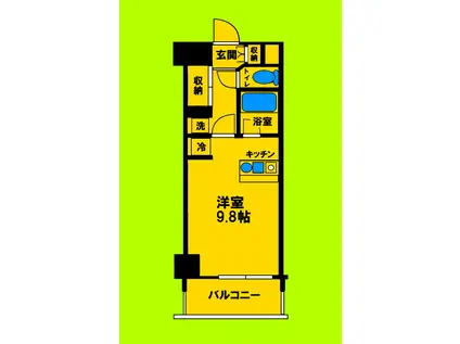 ザミューチュアル江坂(ワンルーム/9階)の間取り写真