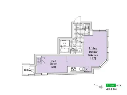 EXAM用賀(1LDK/4階)の間取り写真