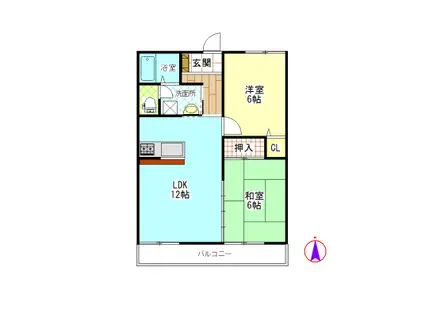 スカイハイツ(2LDK/2階)の間取り写真