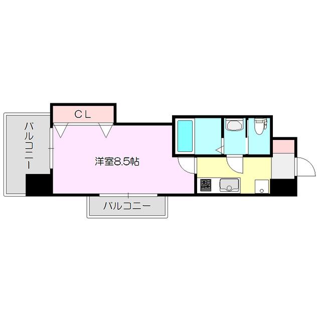 LUXE新大阪イースト2(1K/9階)の間取り写真