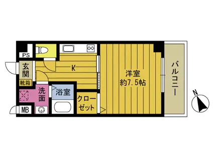 サイネリア長尾(1K/3階)の間取り写真