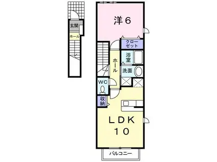 フローラM B(1LDK/2階)の間取り写真