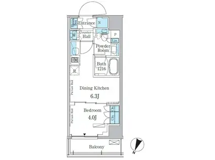 パークアクシス大塚サウスレジデンス(1DK/9階)の間取り写真