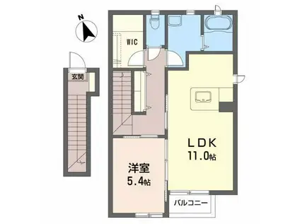 カーサ・ドルチェ(1LDK/2階)の間取り写真