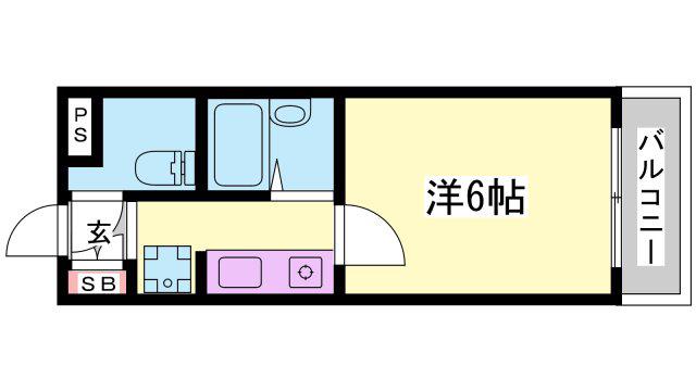 シャトー姫路(1K/1階)の間取り写真