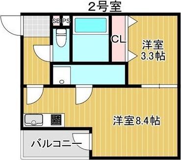 KATZE志賀本通(1LDK/2階)の間取り写真