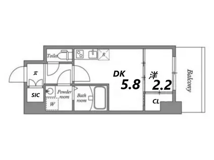 アドバンス神戸ラシュレ(1DK/3階)の間取り写真