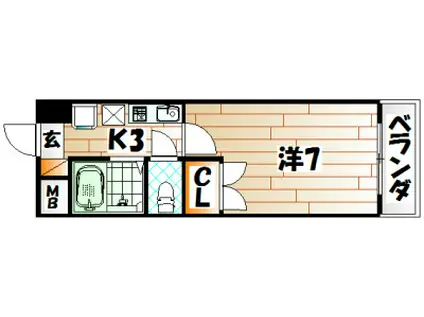 日神パレステージ九工大(1K/4階)の間取り写真