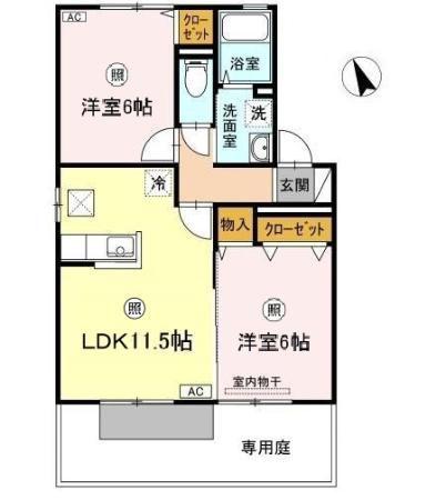 プリメール・アモーレ(2LDK/1階)の間取り写真