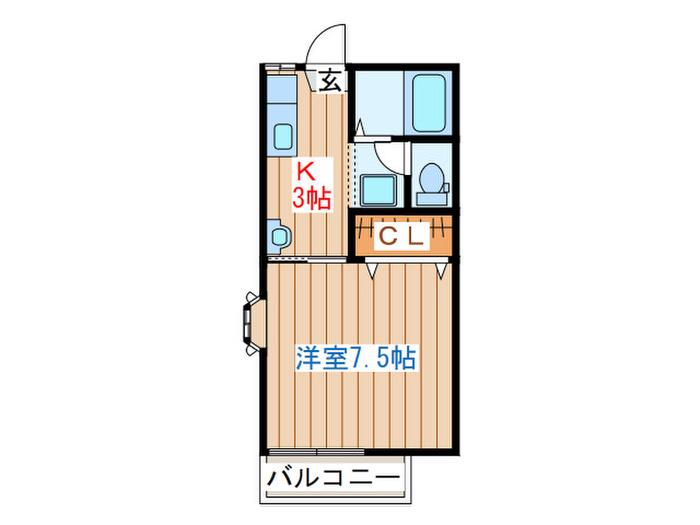 フォーレストパーク華A(1K/2階)の間取り写真