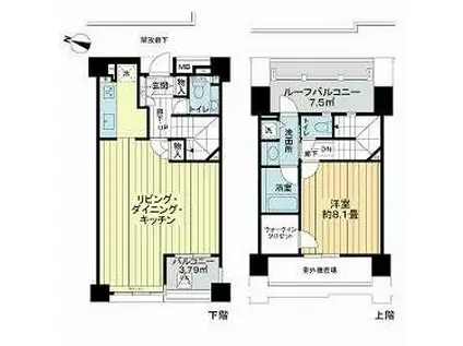 パークノヴァ乃木坂(1LDK/4階)の間取り写真