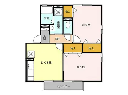 リビングタウン松代ABCDE(2DK/2階)の間取り写真