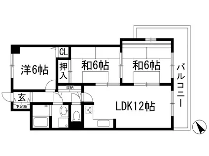 インペリアル花屋敷(3LDK/3階)の間取り写真