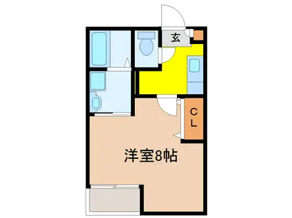 クレフラスト愛宕橋C(1K/1階)の間取り写真