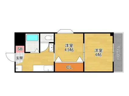 ベレール枚方(2K/3階)の間取り写真