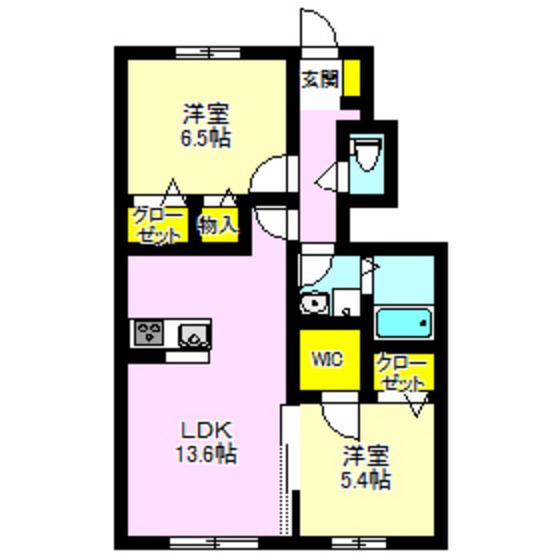 VILLA EIKOU(2LDK/1階)の間取り写真