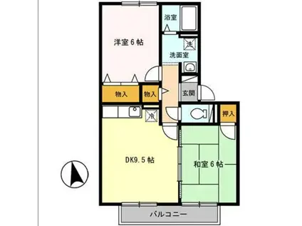 メゾンドルチェ C(2DK/1階)の間取り写真