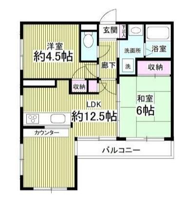 ウィンベルコーラス大宮日進(2LDK/1階)の間取り写真