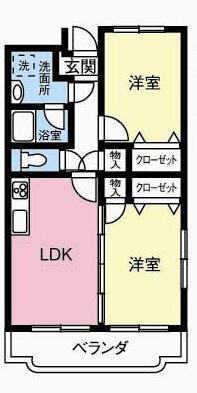 ヒルヴィレッジ(2LDK/2階)の間取り写真
