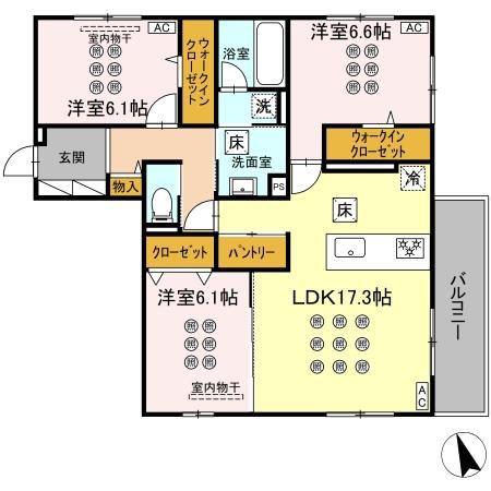 D-ROOM原町(3LDK/1階)の間取り写真