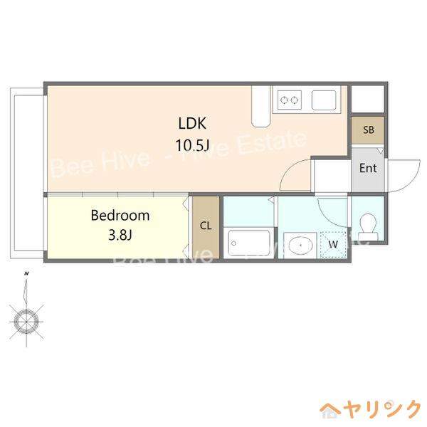 フォルクランド那古野(1LDK/2階)の間取り写真
