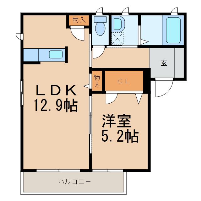 シャーメゾン日前(1LDK/2階)の間取り写真