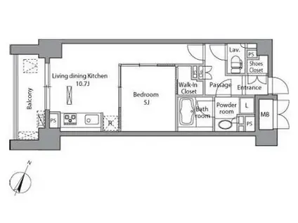 レジディア水道橋(1LDK/5階)の間取り写真