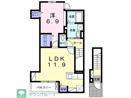 クローバーヒルズ(1LDK/2階)の間取り写真