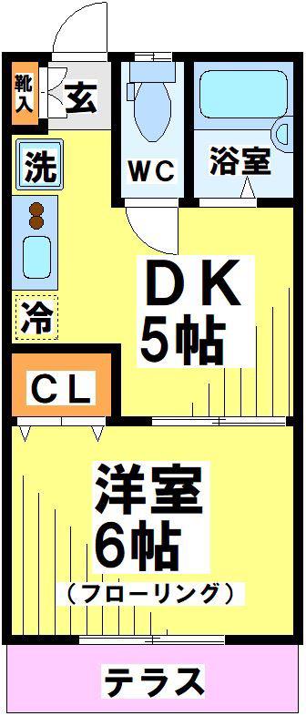 ブルーフォリスト2(1DK/1階)の間取り写真