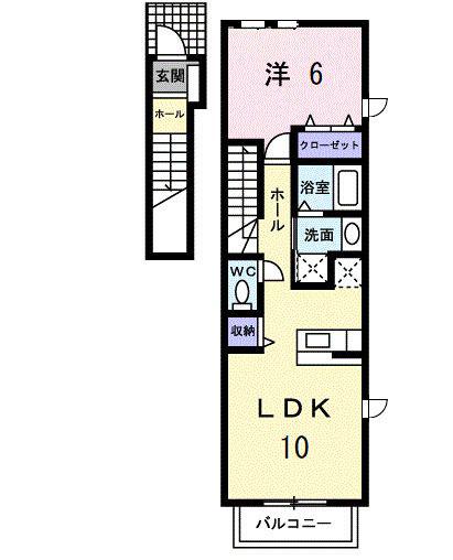 ボヌール・ラコンテ(1LDK/2階)の間取り写真
