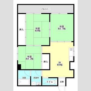古城川ハイツ(3DK/4階)の間取り写真