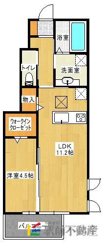 クレール フォンティーヌ(1LDK/1階)の間取り写真