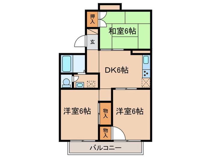 セジュール東落合(3DK/2階)の間取り写真