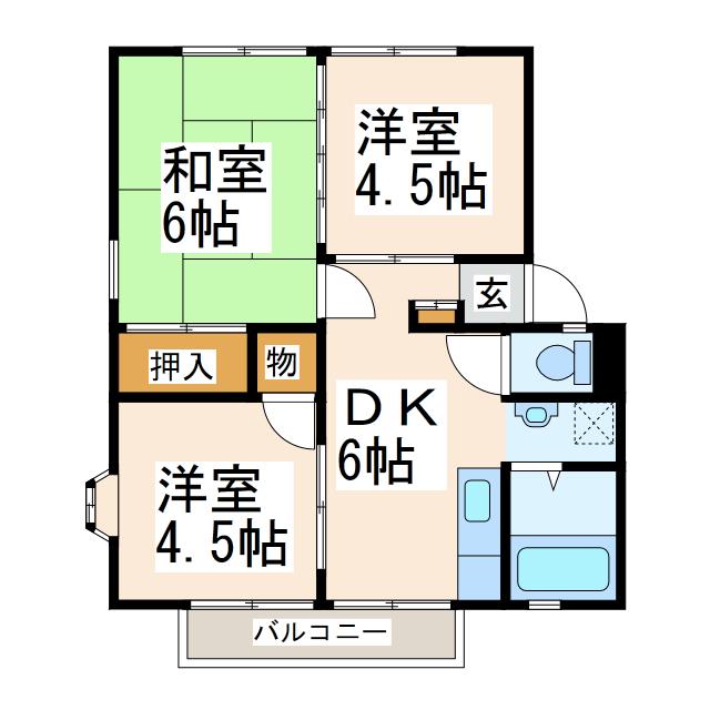 ファミール帯山(3DK/1階)の間取り写真