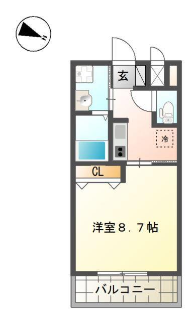 ワレアオコダ(1K/2階)の間取り写真