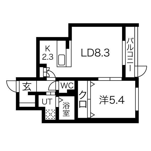 シャンベルタン(1LDK/3階)の間取り写真