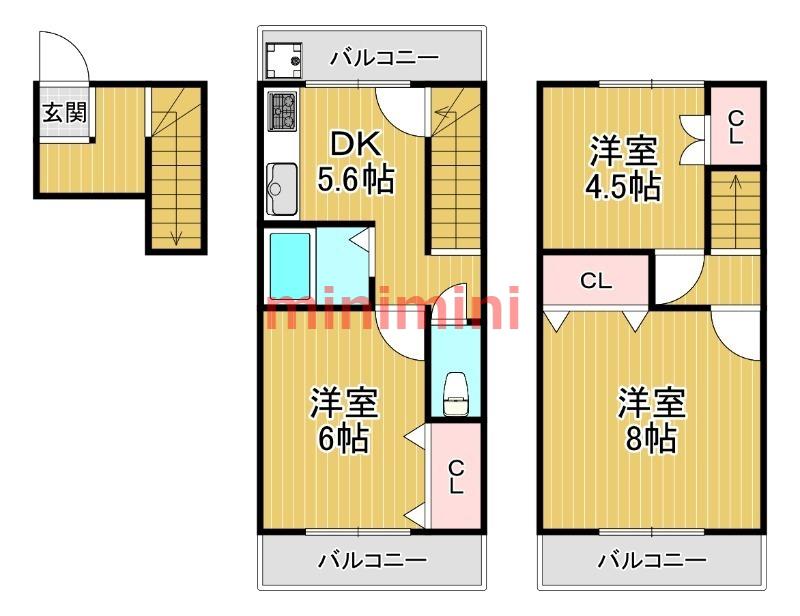 南春日丘ビル(3DK/2階)の間取り写真