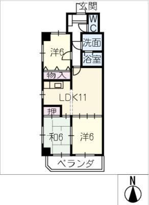 ハートインYASUI(3LDK/1階)の間取り写真