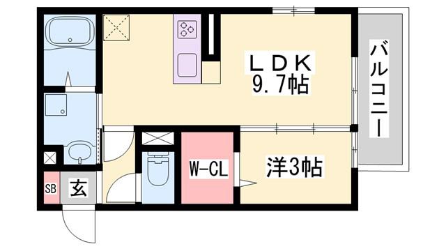 ボナール駅前(1LDK/1階)の間取り写真