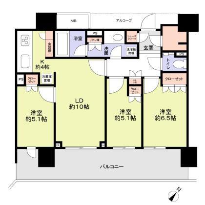HARUMI FLAG SUN VILLAGE D棟(3LDK/10階)の間取り写真