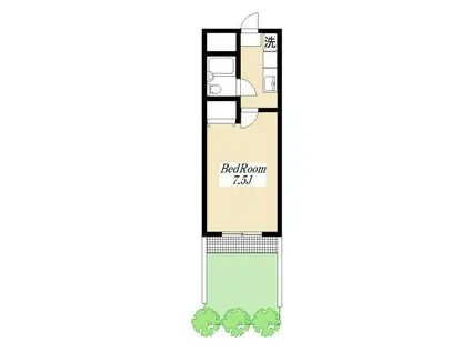 グランコート新百合ヶ丘(1K/1階)の間取り写真