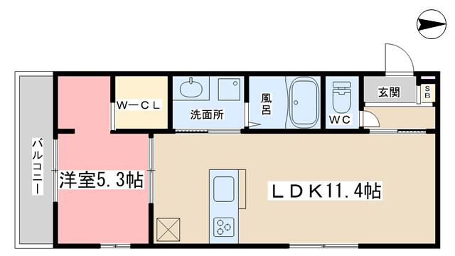 アドラブール(1LDK/2階)の間取り写真