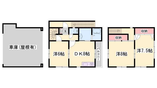 細江メゾネット(3DK/2階)の間取り写真