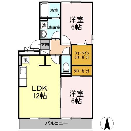 セジュールグラシアス(2LDK/3階)の間取り写真