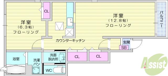 エクセレント・ジールⅠ(1LDK/1階)の間取り写真