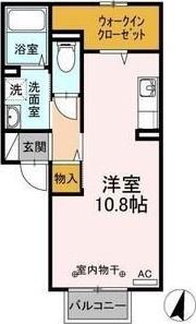 サニーハウス東 C(ワンルーム/2階)の間取り写真