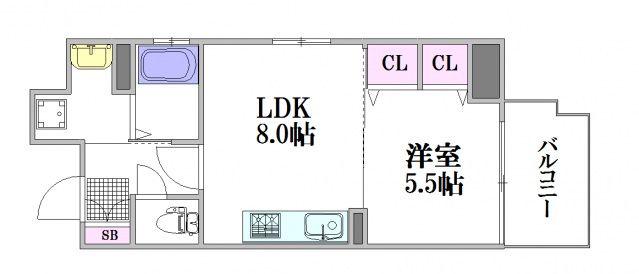 ISTYLE千田町(1LDK/13階)の間取り写真